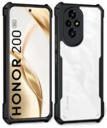 Shock Proof Clear Protective Back Case for Honor 200 5G - AirEDGE Technology | 360 Degree Camera Protection | Transparent Hybrid Back Case Mobile Cover - Black - Image 3