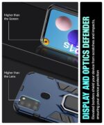 Shock Proof Back Case Mobile Cover for Samsung Galaxy A21s | Back Cover Case (Tough Armor | Hybrid PC + TPU | Ring Holder & in-Built Kickstand | Blue) - Image 5