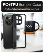 TPU+PC Shock Proof Clear Protective Back Case for Tecno Pova 6 Neo 5G Airedge Technology | 360 Degree Camera Protection | Transparent Hybrid Back Case Mobile Cover Black - Image 6