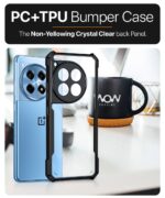 Shock Proof Clear Back Case Mobile Cover for 1+ OnePlus 12R 5G (Hard | Hybrid PC + TPU | Full Armour Device & Camera Protection | Black) - Image 8