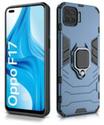 Shock Proof Back Case Mobile Cover for Oppo F17 | Back Cover Case (Tough Armor | Hybrid PC + TPU | Ring Holder & in-Built Kickstand | Blue) - Image 2