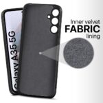 Back Cover for Samsung Galaxy A35 5G | Galaxy A55 5G | Ultra Slim Soft Rubberised Case | Inner Velvet Fabric | Matte Silicone Flexible Mobile Case | Camera Protection - Black - Image 3