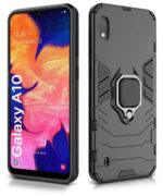Shock Proof Back Case Mobile Cover for Samsung Galaxy A10 | Bumper Back Cover Case(Tough Armor | Hybrid PC + TPU | Full Protection with Ring Holder & in-Built Kickstand | Black) - Image 2