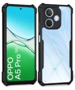 Shock Proof Clear Protective Back Case for Oppo A5 Pro 5G - AirEDGE Technology | 360 Degree Camera Protection | Transparent Hybrid Back Case Mobile Cover - Black - Image 2