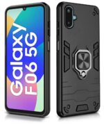 Shock Proof Back Case Mobile Cover for Samsung Galaxy M06 5G | Galaxy F06 5G | Back Cover Case (Tough Armor | Hybrid PC + TPU | Ring Holder & in-Built Kickstand | Black) - Image 2