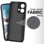 Back Cover for Motorola Moto Edge 40 Neo 5G | Ultra Slim Soft Rubberised Case | Inner Velvet Fabric Lining | Matte Silicone Flexible Mobile Case | Camera Protection - Black - Image 3