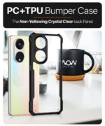 Poly Carbonate + TPU Crystal Clear Back Cover Case for Oppo Reno8 T 5G | 360 Degree Protection | Shock Proof Design | Transparent Back Case Cover for Oppo Reno 8T 5G (Black Bumper) - Image 4