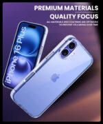 Crystal Clear Transparent Back Cover Case Compatible with iPhone 16 Plus Shockproof Flexible TPU Silicone Case with Full Body & Camera Protection Transparent - Image 8