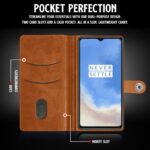Shock Proof Flip Cover Back Case for Oneplus 7T | Magnetic Wallet Leather Case with Stand - Image 3