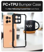 kelpuj Shock Proof Clear Protective Back Case for Motorola Moto Edge 50 - AirEDGE Technology | 360 Degree Camera Protection | Transparent Hybrid Back Case Mobile Cover - Black - Image 8