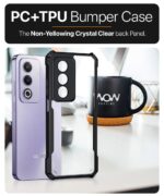 Shock Proof Clear Protective Back Case for Oppo A3 Pro 5G | Oppo K12x 5G - AirEDGE Technology | 360 Degree Camera Protection | Transparent Hybrid Back Case Mobile Cover - Black - Image 8