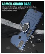 Shock Proof Back Case Mobile Cover for Samsung Galaxy A21s | Back Cover Case (Tough Armor | Hybrid PC + TPU | Ring Holder & in-Built Kickstand | Blue) - Image 4