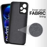 Slim Ultra Soft Rubberised Back Cover for Xiaomi Redmi Note 12 Pro 5G | Inner Velvet Fabric Lining | Matte Silicone Flexible Camera Protection Back Case  Black - Image 4