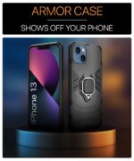 Tough Armor Bumper Back Case Cover for iPhone 13 (6.1?) | Ring Holder & Kickstand in-Built | Excellent 360 Degree Protection (Carbon Black) - Image 6