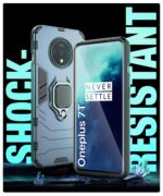 Shock Proof Back Case Mobile Cover for 1+ OnePlus 7T | Back Cover Case (Tough Armor | Hybrid PC + TPU | Ring Holder & in-Built Kickstand | Blue) - Image 3