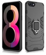 Shock Proof Back Case Mobile Cover for Oppo A83 | Back Cover Case (Tough Armor | Hybrid PC + TPU | Ring Holder & in-Built Kickstand | Black) - Image 2