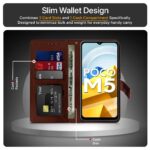 Shock Proof Flip Cover Back Case for Xiaomi Poco M5 | Magnetic Wallet Leather Case with Stand - Image 3