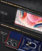 Tough Armor Bumper Mobile Back Case for Redmi Note 12 4G | Sliding Camera Shield Cover | Shock Proof 360? Protection | Hybrid PC + TPU | Ring Holder with Kickstand ? Blue - Image 5