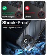 kelpuj Shock Proof Clear Protective Back Case for Infinix Smart 8 HD - AirEDGE Technology | 360 Degree Camera Protection | Transparent Hybrid Back Case Mobile Cover - Black - Image 4