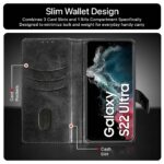 Shock Proof Flip Cover Back Case for Samsung Galaxy S22 Ultra | Magnetic Wallet Leather Case with Stand - Image 3