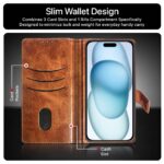 Shock Proof Flip Cover Back Case for Apple Iphone 15 Plus | Magnetic Wallet Leather Case with Stand - Image 6