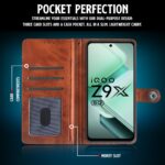 Shock Proof Flip Cover Back Case for Iqoo Z9X 5G | Magnetic Wallet Leather Case with Stand - Image 4