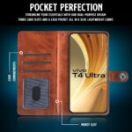 Shock Proof Flip Cover Back Case for Vivo T4 Ultra | Magnetic Wallet Leather Case with Stand - Image 3