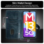 Shock Proof Flip Cover Back Case for Samsung Galaxy M13 5G | Magnetic Wallet Leather Case with Stand - Image 4