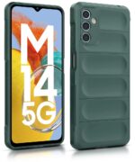 Ultimate Silicon Back Cover Case for Samsung Galaxy M14 5G | Military Grade Drop Protection Shockproof Bumper | Anti-Slip Grip | Scratch Proof Micro-Fibre Cloth Inside (Forest Green) - Image 4