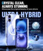 Ultra-Hybrid Back Case Cover for iPhone 16 Compatible with MagSafe | Sleek Hard Crystal Clear Back | Drop & Camera Protection | Shockproof Mobile Case for iPhone 16 (PC & TPU, Transparent) - Image 4