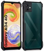 Shock Proof Clear Protective Back Case for Samsung Galaxy A04 4G - AirEDGE Technology | 360 Degree Camera Protection | Transparent Hybrid Back Case Mobile Cover - Black - Image 2
