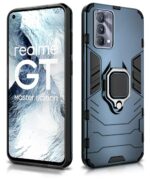 Shock Proof Back Case Mobile Cover for Realme GT Master Edition | Back Cover Case (Tough Armor | Hybrid PC + TPU | Ring Holder & in-Built Kickstand | Blue) - Image 2