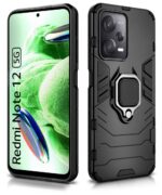 Shock Proof Back Case Mobile Cover for Xiaomi Redmi Note 12 5G | Poco X5 5G | Back Cover Case (Tough Armor | Hybrid PC + TPU | Ring Holder & in-Built Kickstand | Black) - Image 3