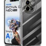 Crystal Clear Transparent Back Cover Case Compatible with Tecno Pova 6 Neo 5G Shockproof Flexible TPU Silicone Case with Full Body & Camera Protection Transparent