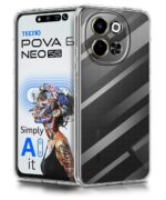 Crystal Clear Transparent Back Cover Case Compatible with Tecno Pova 6 Neo 5G Shockproof Flexible TPU Silicone Case with Full Body & Camera Protection Transparent