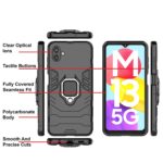 Shock Proof Back Case Mobile Cover for Samsung Galaxy M13 5G | Back Cover Case (Tough Armor | Hybrid PC + TPU | Ring Holder & in-Built Kickstand | Black) - Image 4