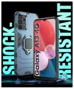 kelpuj Shock Proof Back Case Mobile Cover for Samsung Galaxy A13 4G | Back Cover Case (Tough Armor | Hybrid PC + TPU | Ring Holder & in-Built Kickstand | Blue) - Image 4