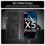 Shock Proof Flip Cover Back Case for Xiaomi Poco X5 Pro 5G | Magnetic Wallet Leather Case with Stand - Image 3