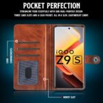 Shock Proof Flip Cover Back Case for Iqoo Z9S 5G | Magnetic Wallet Leather Case with Stand - Image 4