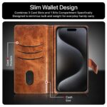 Shock Proof Flip Cover Back Case for Apple Iphone 15 Pro | Magnetic Wallet Leather Case with Stand - Image 6