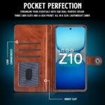 Shock Proof Flip Cover Back Case for Iqoo Z10 5G | Magnetic Wallet Leather Case with Stand - Image 4