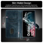 Shock Proof Flip Cover Back Case for Samsung Galaxy S22 Ultra | Magnetic Wallet Leather Case with Stand - Image 3