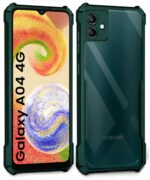 kelpuj Shock Proof Clear Protective Back Case for Samsung Galaxy A04 4G - AirEDGE Technology | 360 Degree Camera Protection | Transparent Hybrid Back Case Mobile Cover - Green - Image 2