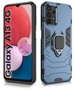 kelpuj Shock Proof Back Case Mobile Cover for Samsung Galaxy A13 4G | Back Cover Case (Tough Armor | Hybrid PC + TPU | Ring Holder & in-Built Kickstand | Blue) - Image 2