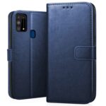 Shock Proof Flip Cover Back Case for Samsung Galaxy M31 / F41 / M31 Prime-Blue | Magnetic Wallet Leather Case with Stand