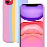 Rainbow Cover for iPhone 11, Slim Liquid Silicone Soft Anti-Slip & Shockproof Protective Case Back Cover Designed for iPhone 11 (Pink)