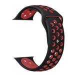 42/44/45 mm Dotted Strap Compatible with FIRE_BOLT Ring, APPL SERIES 7 /6/5/4/3/2/1/SE, 44 mm Silicone Watch Strap Red and Black