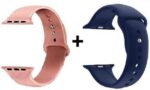 42/44/45 mm Strap Compatible with FIRE_BOLT Ring, APPL SERIES 7 /6/5/4/3/2/1/SE, 44 mm Silicone Watch Strap (Blue, Light Pink)
