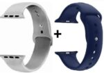42/44/45 mm Strap Compatible with FIRE_BOLT Ring, APPL SERIES 7 /6/5/4/3/2/1/SE, 44 mm Silicone Watch Strap (White, Blue)