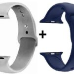 42/44/45 mm Strap Compatible with FIRE_BOLT Ring, APPL SERIES 7 /6/5/4/3/2/1/SE, 44 mm Silicone Watch Strap (White, Blue)
